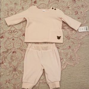 NWT 2-Piece Velour Top & Striped Pant Set